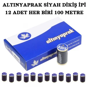 ALTINYAPRAK SİYAH DİKİŞ İPLİK 100 METRE (12 ADET)