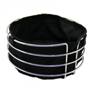 BAYSA-635-631 ( KROM & YUVARLAK ) ( SİYAH KUMAŞ ) METAL EKMEK SEPETİ ( ÇAP: 20.5CM )*28