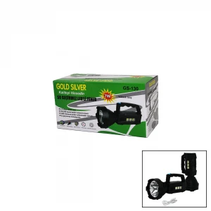 GOLD SILVER GS-130 ( 2IN1 ) ( 7W LED & COB ) ( SOLAR & USB ŞARJLI ) EL FENERİ ( SU GEÇİRMEZ )*60               Q9