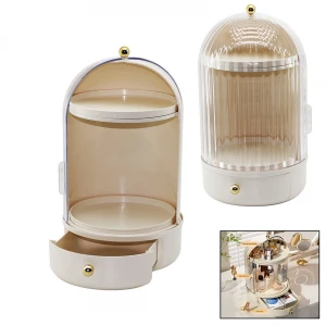 HOUSE BY HOUSE UR-3459(VİTRİN 360°)(Ç:21 &Y:38CM) KOZMETİK ORGANİZER (ŞEFFAF KAPAK& DÖNER RAF)(ÇEKMECE+2 KAT)*4