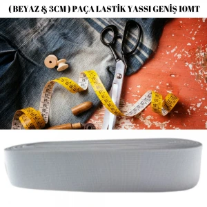 BEYAZ  3CMPAÇA LASTİK YASSI GENİŞ 10MT-3CM