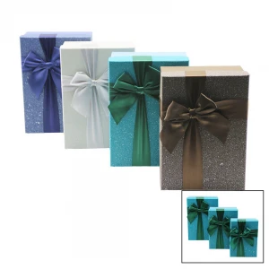 IVORY IVO-HED-326 ( 3LÜ ) (DİKDÖRTGEN) KARTON HEDİYE KUTUSU & KURDELALI (12X17--14X20--16X22)*36