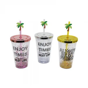 KRD HOME-23051 ( RENKLİ KAPAKLI ) ÇİFT CİDARLI & YAZILI & SİMLİ & PİPETLİ PLASTİK BARDAK*60