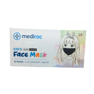 MEDİROC ( ÇOCUK & 10PCS ) ( SİYAH ) MEDİKAL CERRAHİ MASKE LASTİKLİ*1X100