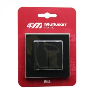 MUTLUSAN RİTA-2220 402 0284( B ) ( BLİSTERLİ & KARTLI ) ( SİYAH & KOMÜTATÖR & 2Lİ ANAHTAR PRİZ ) VİDALI ÇERÇEVELİ*12X1