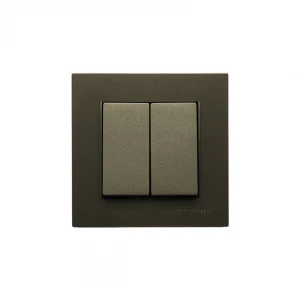 MUTLUSAN RİTA-2220 402 0286 ( POŞETLİ ) ( ANTRASİT &  KOMÜTATÖR 2Lİ ANAHTAR PRİZ ) VİDALI & ÇERÇEVELİ*12X10