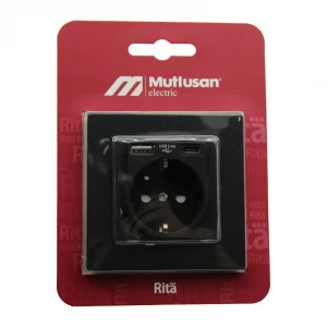 MUTLUSAN RİTA-2220 629 0284 ( BLİSTERLİ & KARTLI ) ( SİYAH & USB + TYPE-C ' Lİ TOPRAKLI PRİZ ) ÇERÇEVELİ*8X1