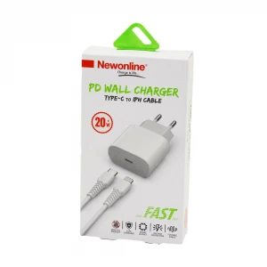 NEWONLİNE PD WALL NW-IPHTOC-SET ( TYPE-C & IPHONE ) EV BAŞLIK & KABLO SET ( HIZLI ) ( 20W )*100