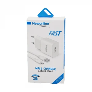 NEWONLİNE WALL CHARGER NW-USBTOM-SET ( USB & MİKRO ) EV BAŞLIK & KABLO SET ( HIZLI ) ( 3.0A )*100