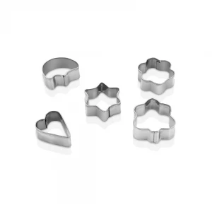 QLUX L-00156 ( 5PCS ) ( METAL ) KURABİYE KALIP ( KALP & YILDIZ & PAPATYA & AĞAÇ )*36
