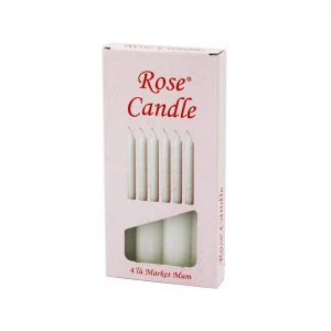 ROSE CANDLE-201 ( 4PCS & KALIN ) ( ÇAP=2CM & UZUNLUK=15CM   ) ( BEYAZ KLASİK ) MARKET MUM*130