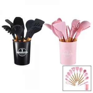 SILICONE UTENSILS DMR-8134 (11PCS+KOVA) SİLİKON MUTFAK SERVİS SET (BAMBU SAP) (KEPÇE-KEVGİR-MAŞA-FIRÇA-SPATULA)*24
