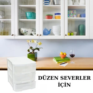 BEYAZ MİNİ 3 KATLI ÇOK AÇAMLI ÇEKMECE