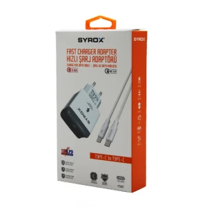 SYROX PD18T FAST CHARGER ( TYPE-C & TO & TYPE-C ) ( HIZLI ) ( SET ) EV ŞARJ ALETİ 3.0A 18W PD*200