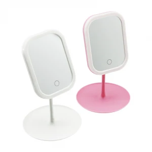 TABLE LAMP YAKUT-10667 ( 7" ) ( USB ŞARJLI & 3 RENK LEDLİ ÇERÇEVE ) ( TAKI SEPETLİ & AYAKLI ) PLASTİK MAKYAJ AYNASI*48