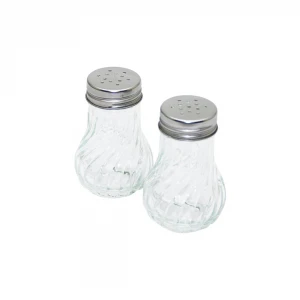 YAKUT-10382 ( CAM ) FALSO ÇİZGİLİ TOMBUL TUZLUK & BAHARATLIK ( METAL KAPAKLI )*24X12